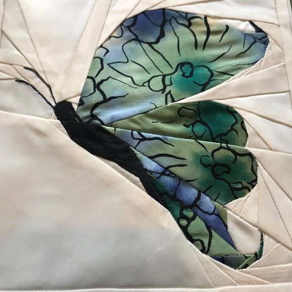 Butterfly Wall Art from Fabric Art  11.5" Sq  Framed with Glass - Picture 4 of 5